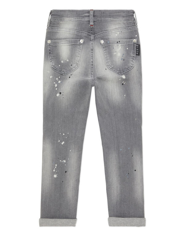 Denim Skinny Fit Trousers Italic Plein Concrete Grey