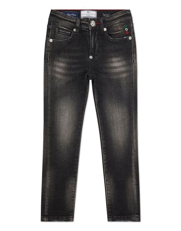Denim Skinny Fit Trousers Italic Plein Riot Black