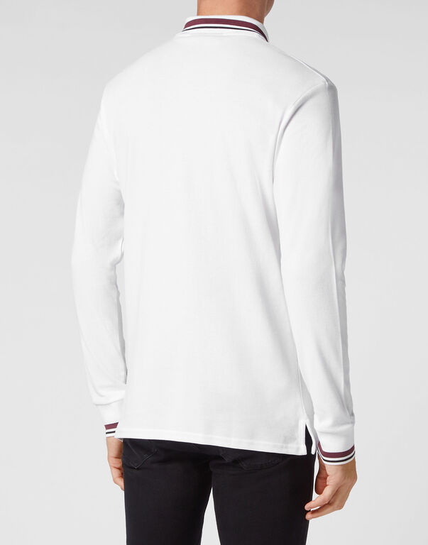 Polo shirt LS Skull&Bones white