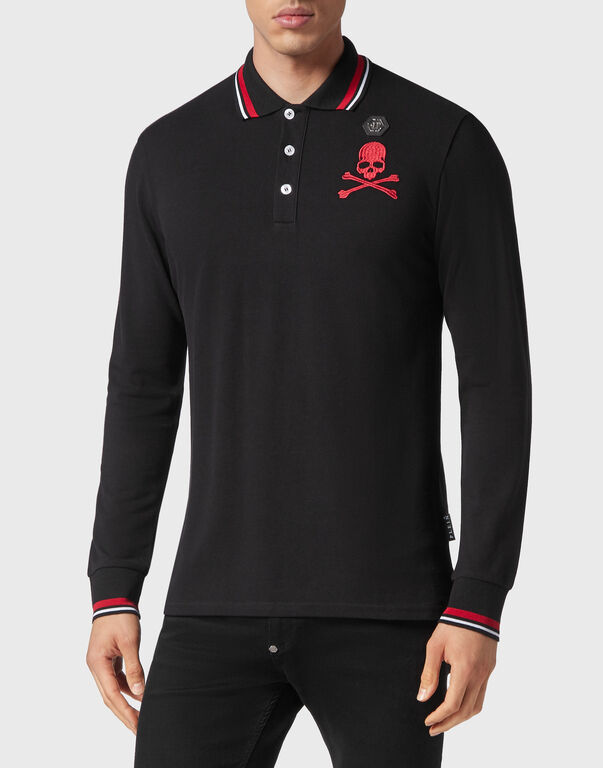 Polo shirt LS Skull&Bones black