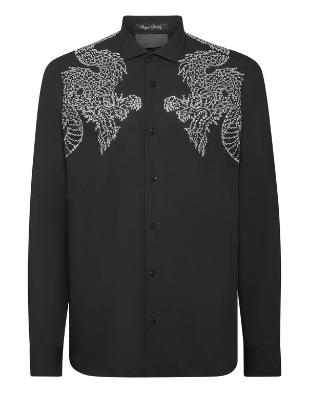 Shirt Sugar Daddy Cut Long-Sleeve Dragon black