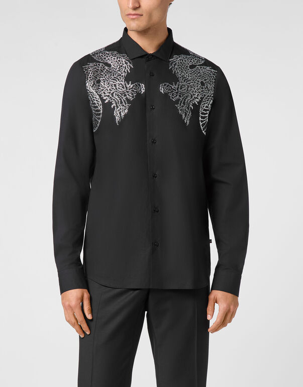 Shirt Sugar Daddy Cut Long-Sleeve Dragon black