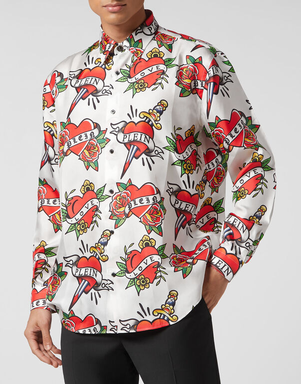 Silk Dandy Shirt Love white / multicolored