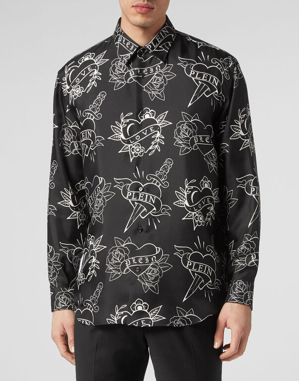 Silk Dandy Shirt Love black
