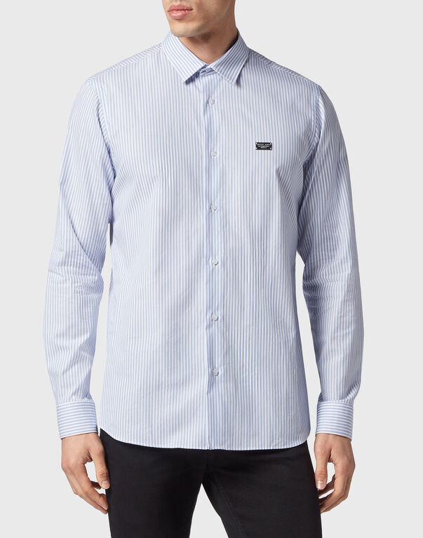 Shirt Slim Fit LS Skull&Bones light blue