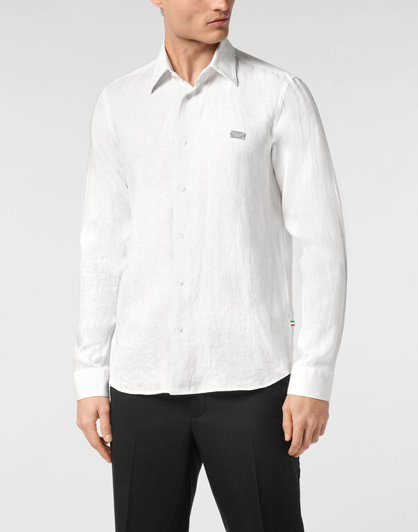 Linen Shirt Sugar Daddy Cut LS white