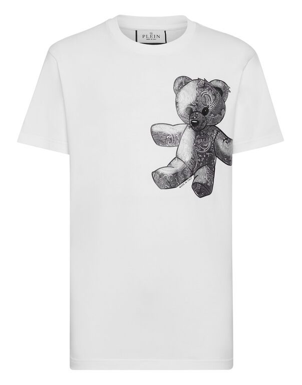 T-shirt Round Neck SS Paisley Teddy Bear white / black