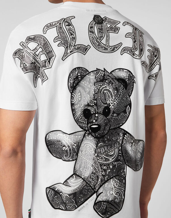 T-shirt Round Neck SS Paisley Teddy Bear white / black