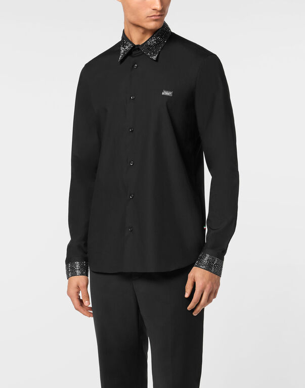 Shirt Sugar Daddy Cut LS Strass black