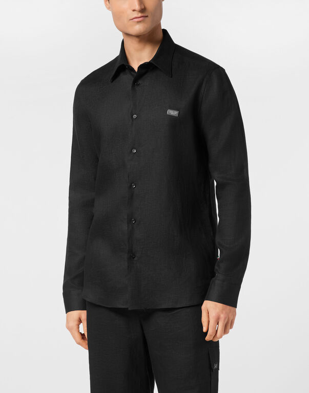 Linen Shirt Sugar Daddy Cut LS black