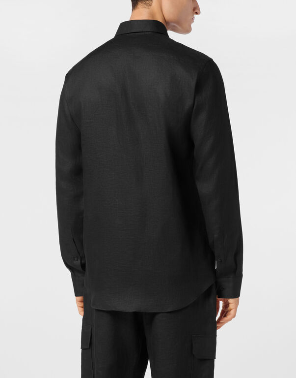 Linen Shirt Sugar Daddy Cut LS black