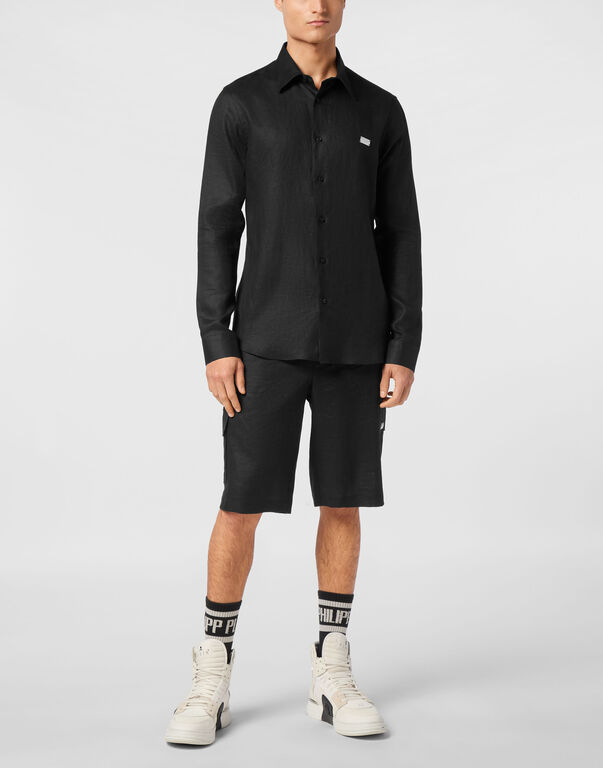 Linen Shirt Sugar Daddy Cut LS black