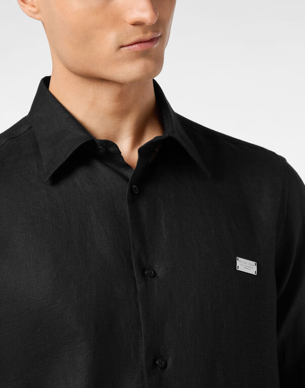 Linen Shirt Sugar Daddy Cut LS black