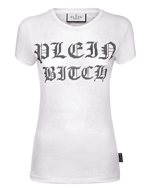 Burn Out T-Shirt Sexy Pure with Crystals Gothic Plein white