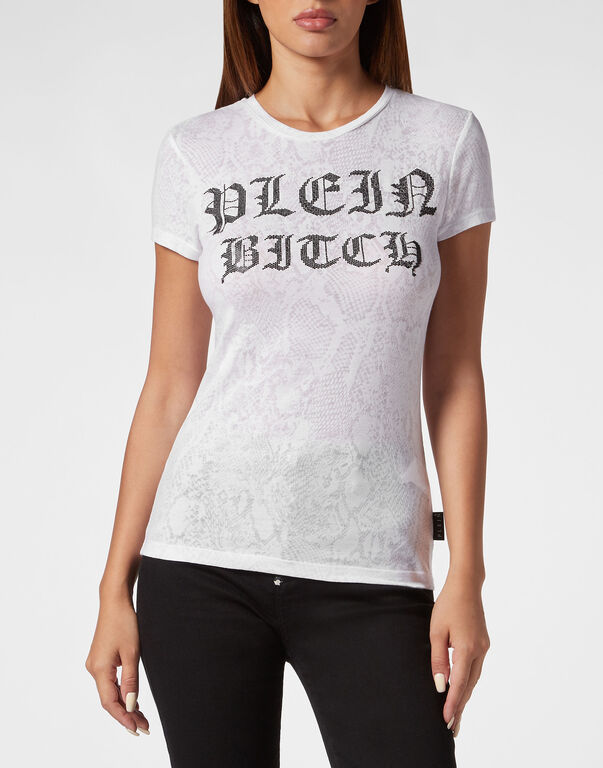 Burn Out T-Shirt Sexy Pure with Crystals Gothic Plein white