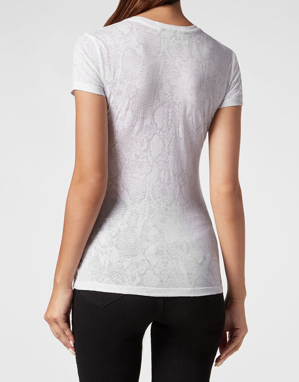Burn Out T-Shirt Sexy Pure with Crystals Gothic Plein white