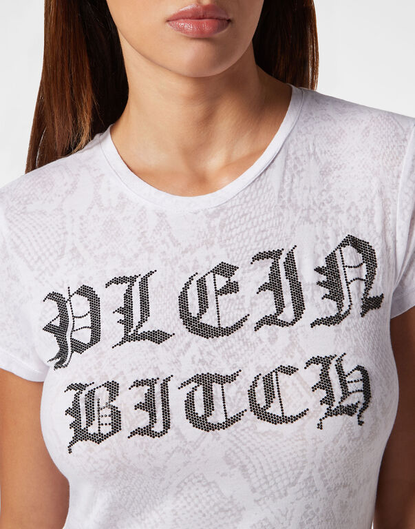 Burn Out T-Shirt Sexy Pure with Crystals Gothic Plein white