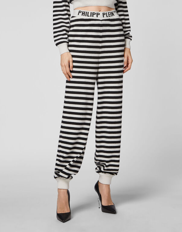 Mariner Cashmere Jacquard Trousers cream+black
