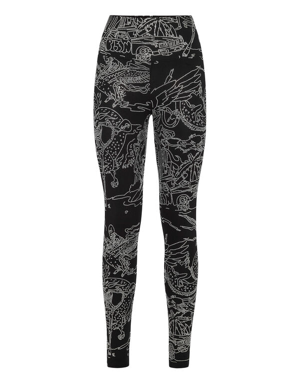 Jogging Leggings Stones Skeleton tattoo black