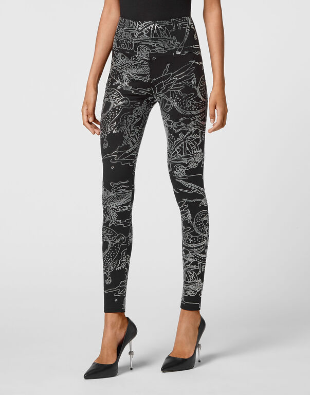 Jogging Leggings Stones Skeleton tattoo black