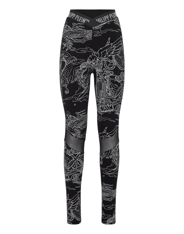 Super High Waist Leggings Stones Skeleton tattoo black