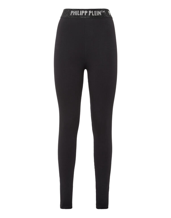 High Waist Leggingswith Crystals black