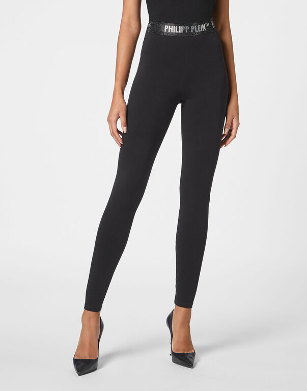High Waist Leggingswith Crystals black