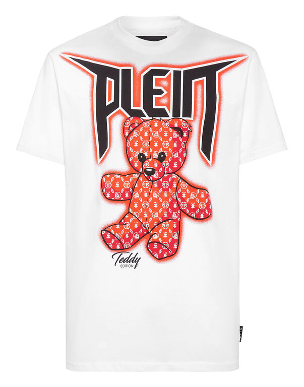 T-shirt Round Neck SS Spray Effect Print Teddy Bear white