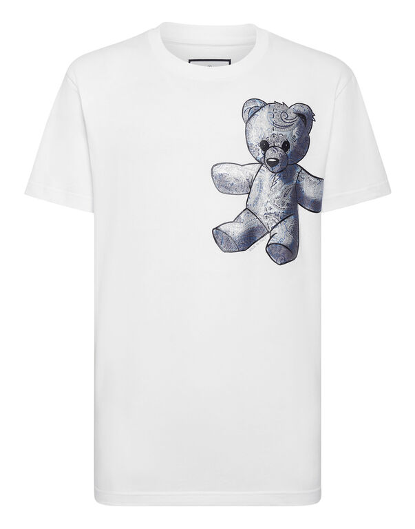 T-shirt Round Neck SS Paisley Teddy Bear white / light blue
