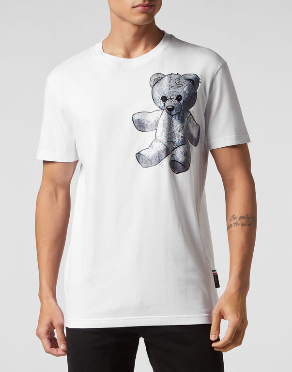 T-shirt Round Neck SS Paisley Teddy Bear white / light blue