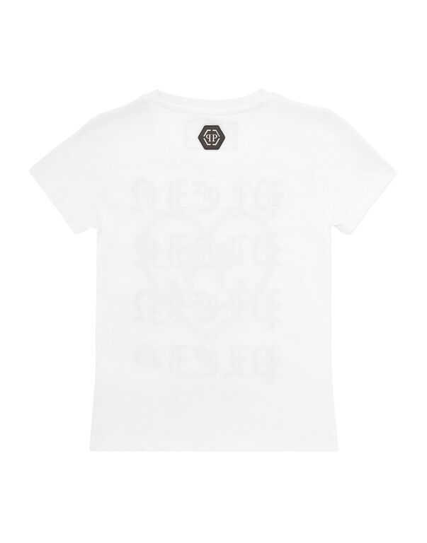 Burnout T-Shirt Sexy Pure Strass Heart white