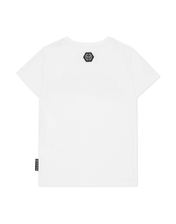 T-Shirt Round Neck with Crystals Bombing Graffiti white