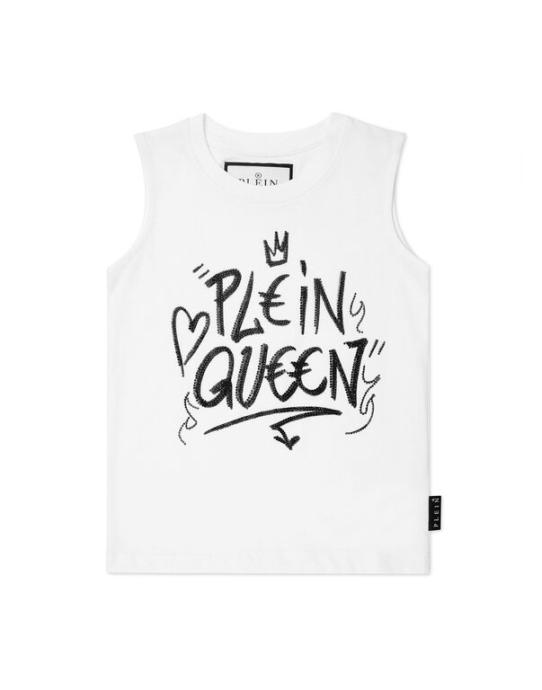 Sleeveless T-Shirt Sexy Pure Crystal white