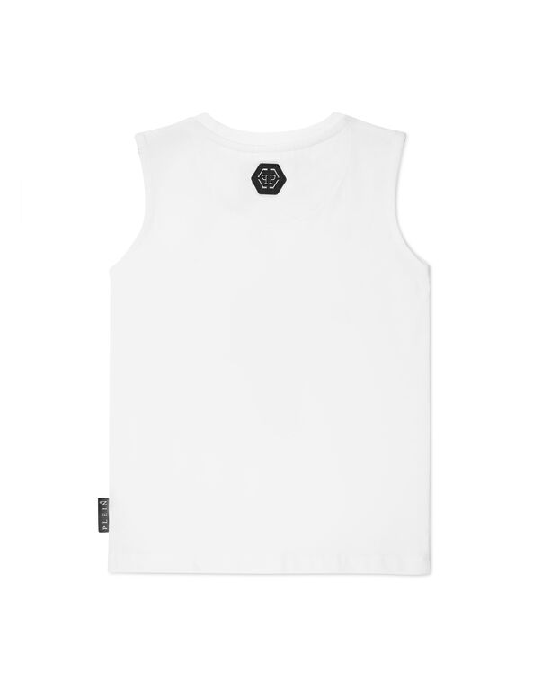 Sleeveless T-Shirt Sexy Pure Crystal white