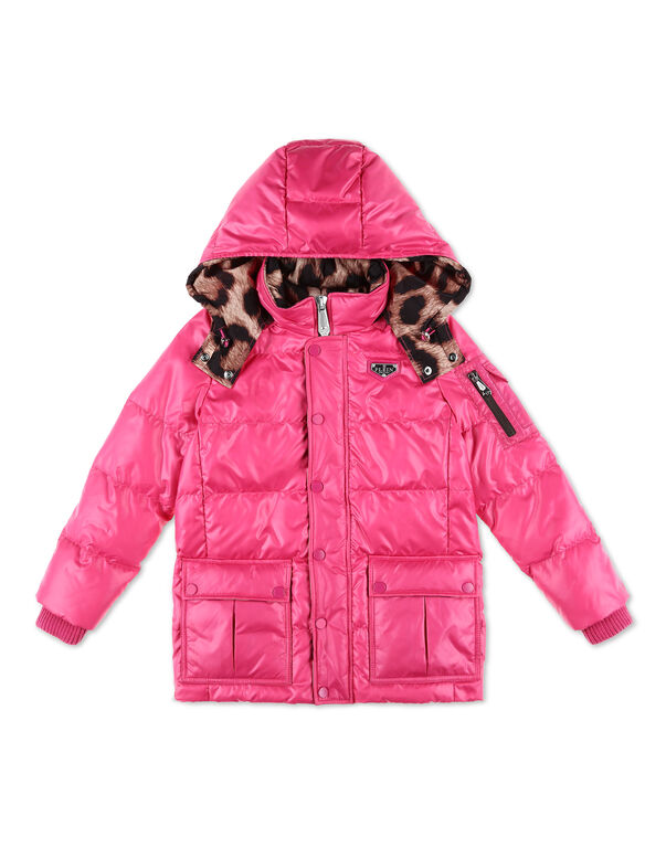 Nylon Satin Jacket Iconic Plein Fuxia