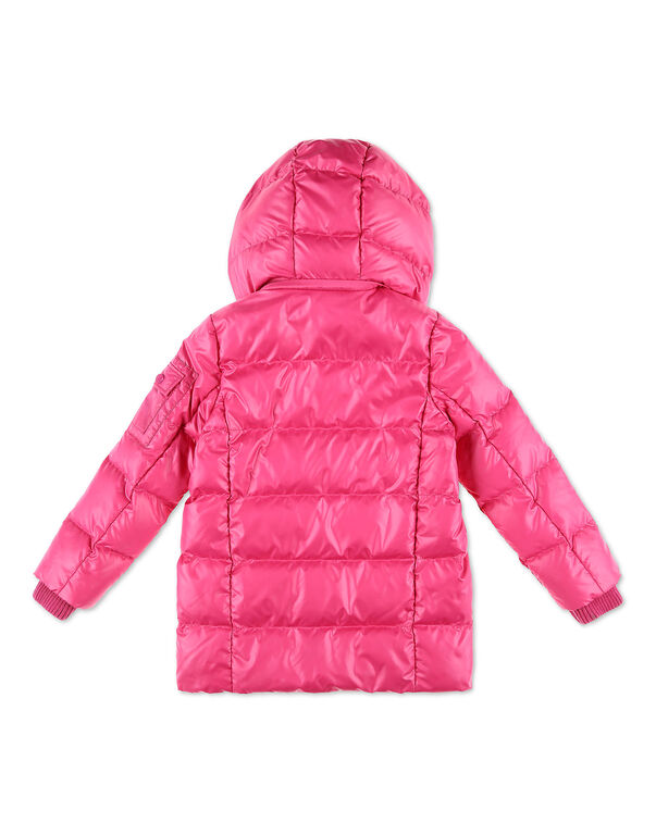 Nylon Satin Jacket Iconic Plein Fuxia