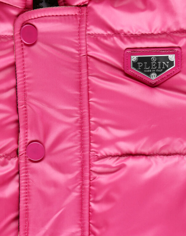 Nylon Satin Jacket Iconic Plein Fuxia