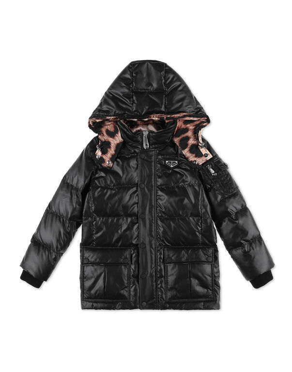 Nylon Satin Jacket Iconic Plein black