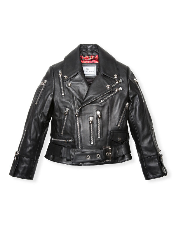 Leather Biker "Ibbie" Zipped black