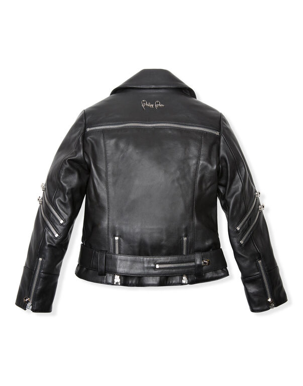 Leather Biker "Ibbie" Zipped black