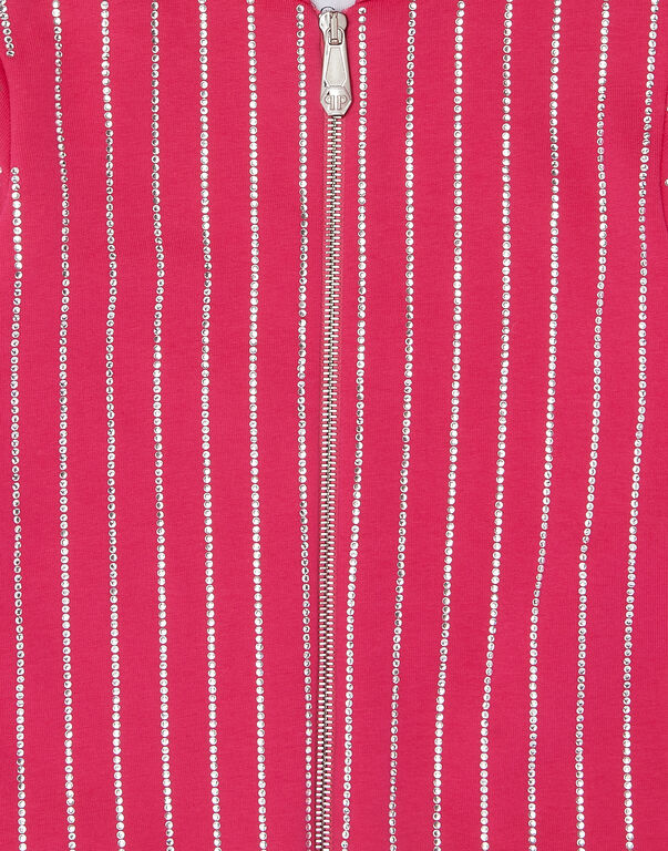 Cropped Hoodie Sweatjacket Crystal Fuxia