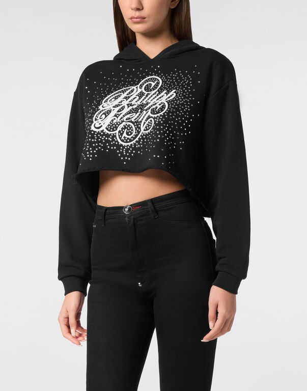 Hoodie sweatshirt Strass black