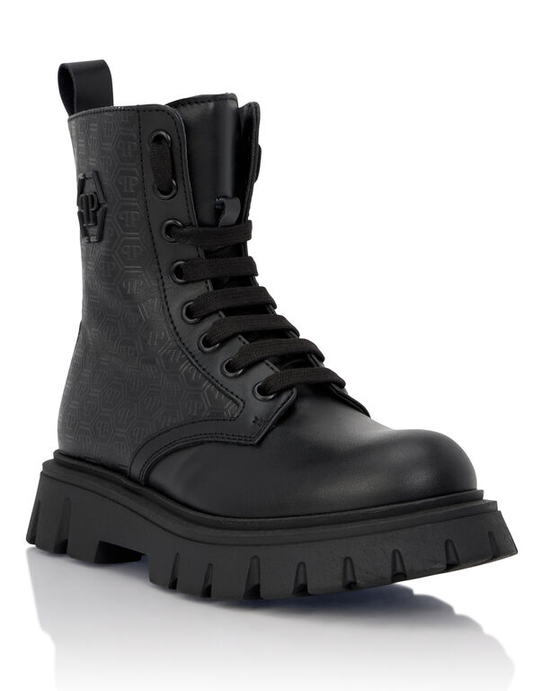 Leather Combat Boots PP Hexagon black 2 Leather Combat Boots PP Hexagon black