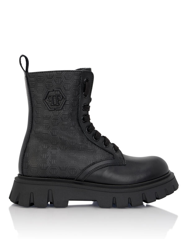 Leather Combat Boots PP Hexagon black 3 Leather Combat Boots PP Hexagon black