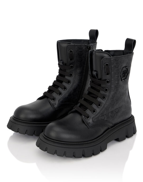 Leather Combat Boots PP Hexagon black 5 Leather Combat Boots PP Hexagon black