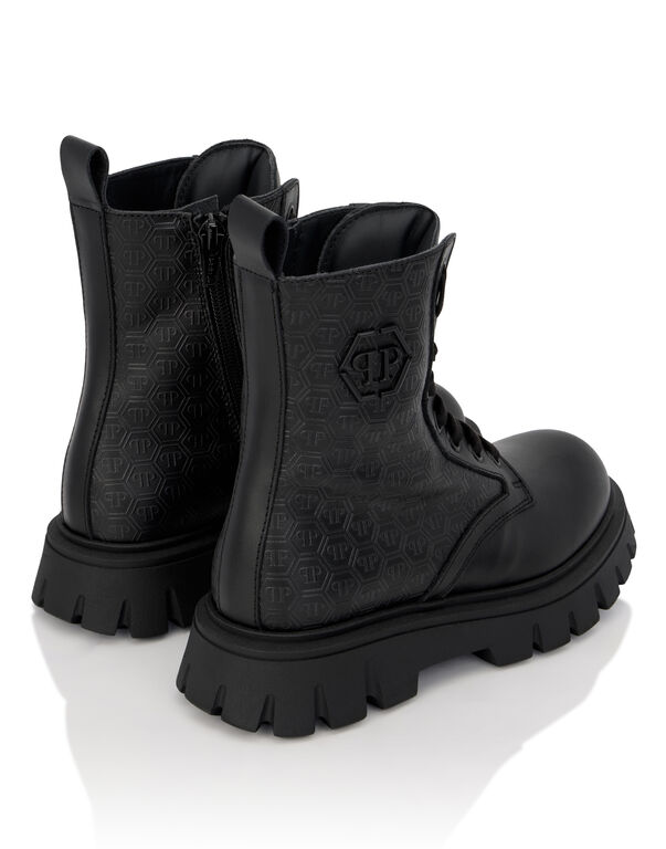 Leather Combat Boots PP Hexagon black 7 Leather Combat Boots PP Hexagon black
