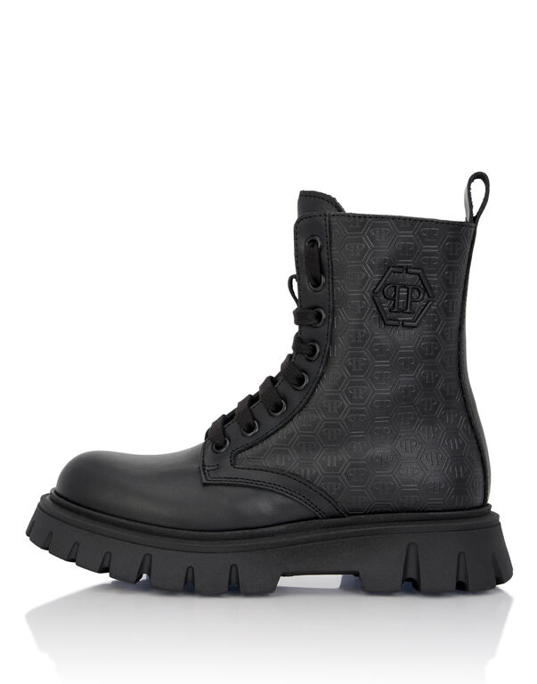 Leather Combat Boots PP Hexagon black 8 Leather Combat Boots PP Hexagon black