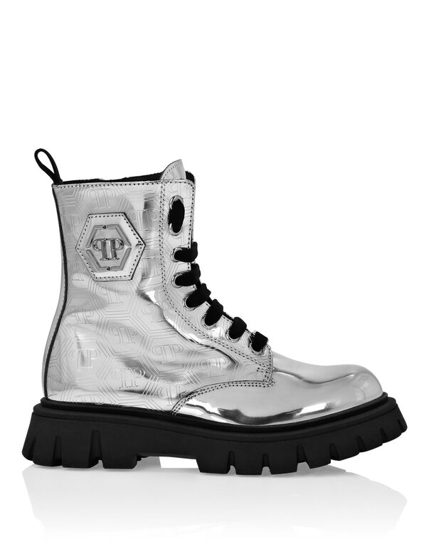 Mid Boots Hexagon Monogram Silver