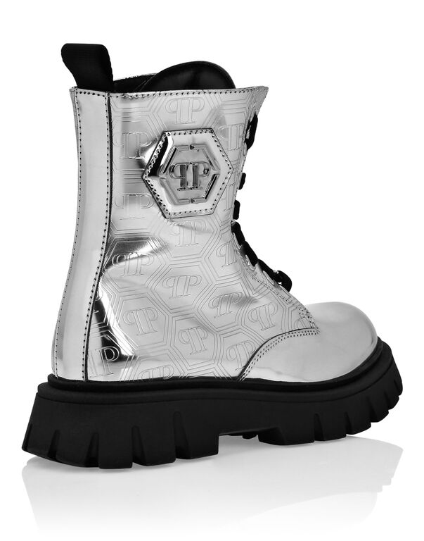 Mid Boots Hexagon Monogram Silver