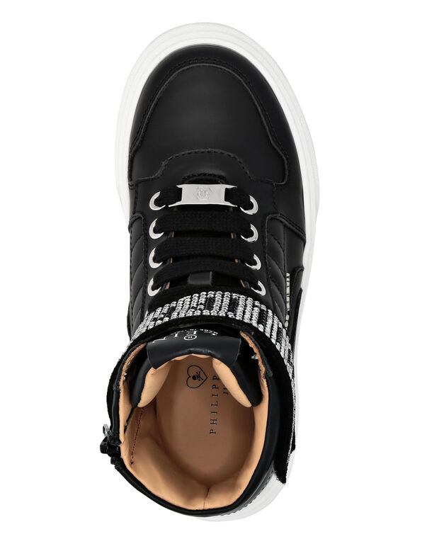 LEATHER HI-TOP SNEAKERS RHINESTONE PLEIN black / crystal 3 LEATHER HI-TOP SNEAKERS RHINESTONE PLEIN black / crystal